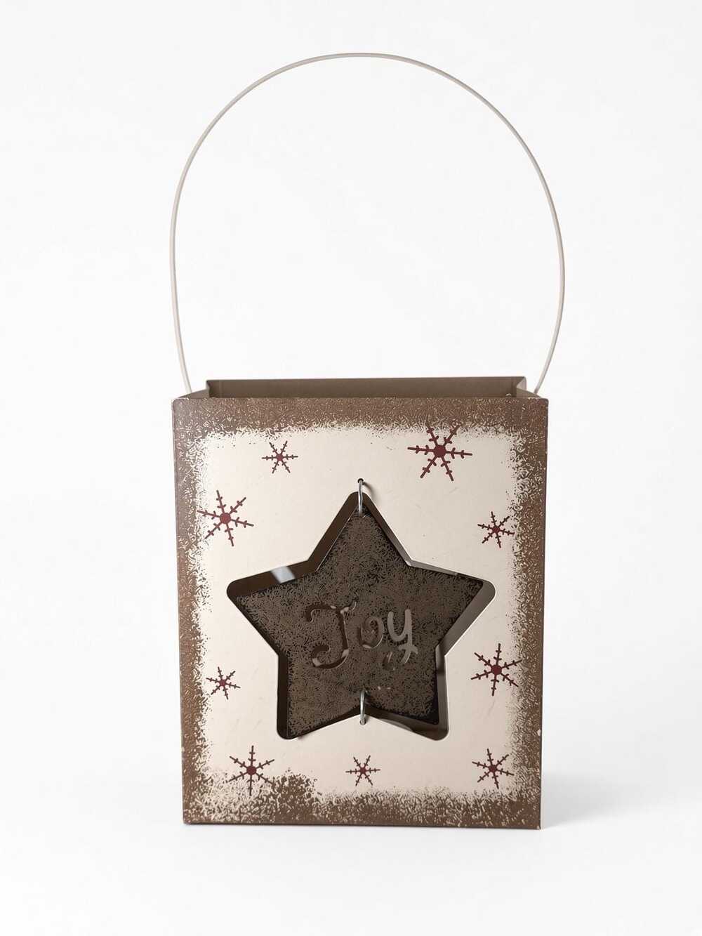 Vintage Metallic Joy Star Luminary Gift Box Snowflake Candle Lantern